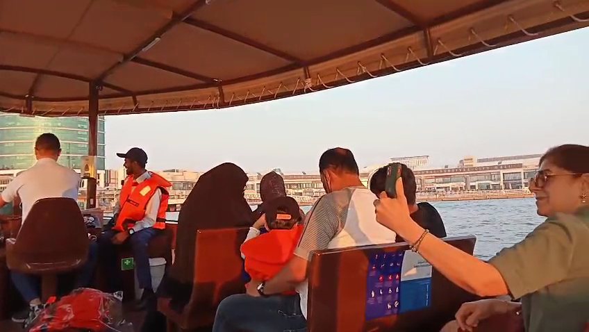 Guests at a dhow-cruise dinner on Dubai Creek